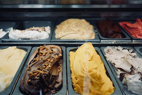 Brownie slathered in ice cream